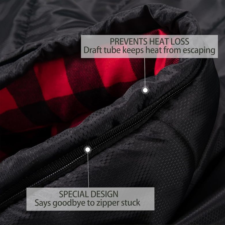0 Degree Sleeping Bag 100% Cotton Flannel XXL for Adults Big and Tall Cold Weather Winter Zero Degree Camping,Free Compression Sack - Image 4