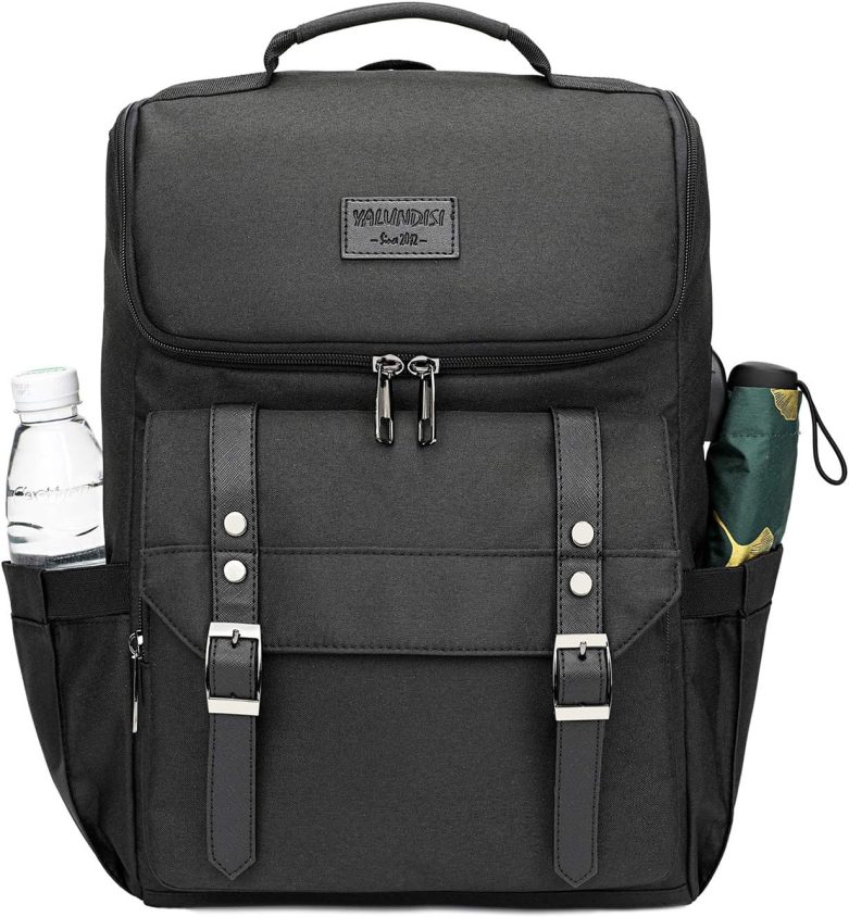 YALUNDISI Vintage Backpack Travel Laptop Backpack with usb Charging Port for Women & Men College Backpack Fits 15.6 Inch Laptop Black - Image 2